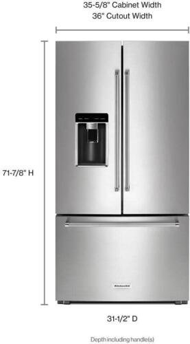 Kitchenaid Krfc704Fss 36 Inch 23.8Cf Counter Depth French Door Refrigerator